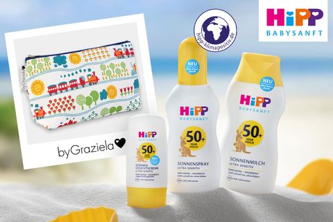 Gewinnspiel: Praktisch: HiPP Babysanft Sonnenschutz und byGraziela Kulturtasche